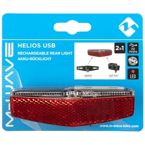 M-WAVE Baklykt  Helios USB Feste 50 / 80mm og setepinne